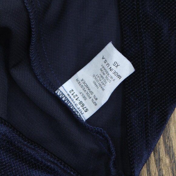 NWT Waverly Grey Twist Neck Unlined Textured Stretch Melly Blouse Navy Blue XS - Picture 4 of 5